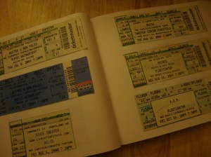 Book of concert ticket stubs