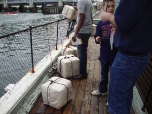 Tea waiting to be thrown in the harbor