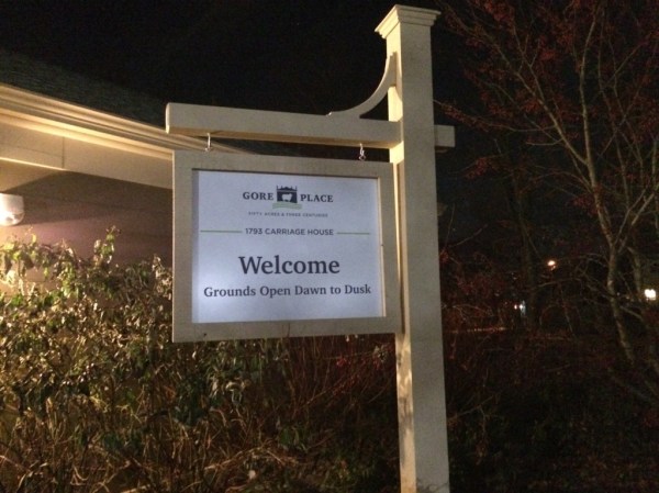 Gore Place Welcome Sign