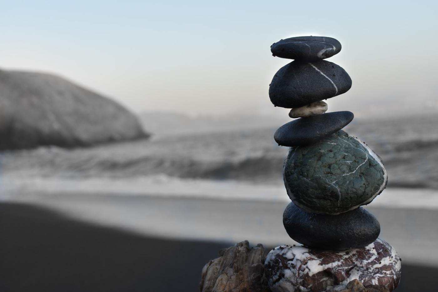 stack of rocks on a beach